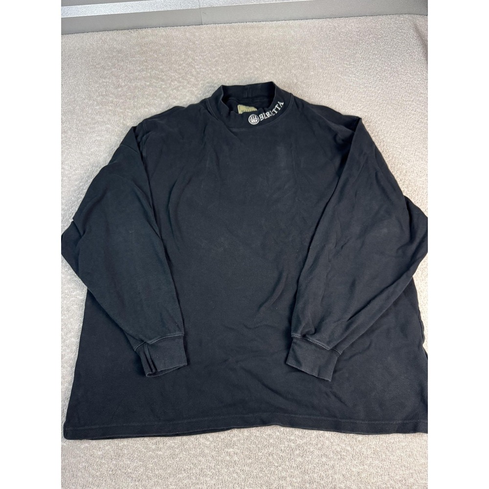 Beretta Shirt Mens 3XL Black Mock Neck Long Sleeve‎ Logo Hunting Outdoor Tee